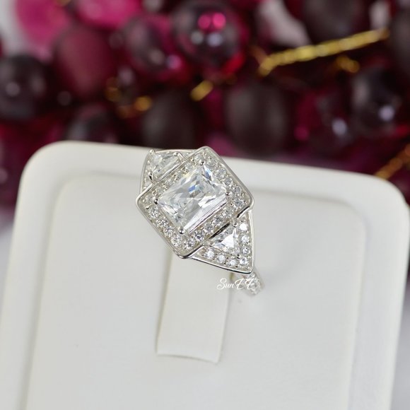 NEW 925 STERLING SILVER RADIANT ENGAGEMENT RING 7 - Picture 2 of 6